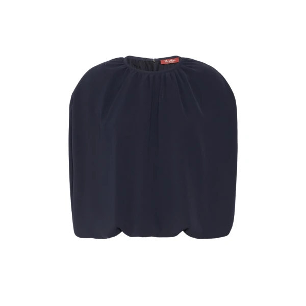 Max Mara Fieno Lightweight Cady Blouse in Midnight Blue | Blouse | Coveti