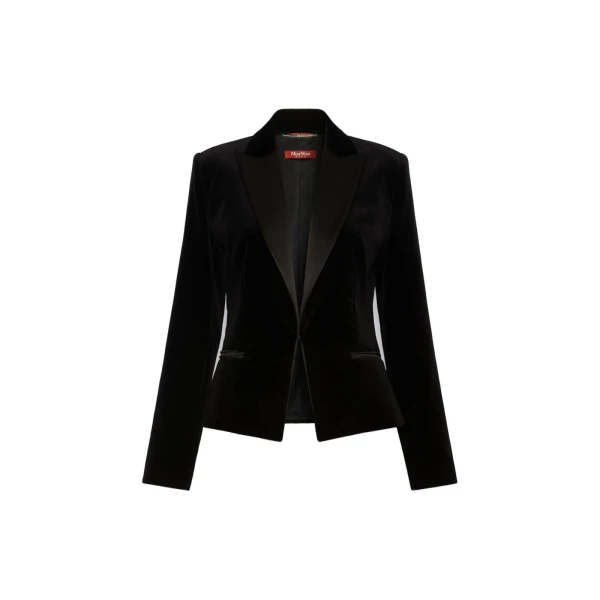 Max Mara Filante Velvet Tuxedo Jacket in Black | Blazers | Coveti