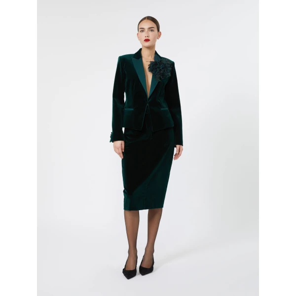 Max Mara Filante Velvet Tuxedo Jacket in Emerald | Blazers | Coveti