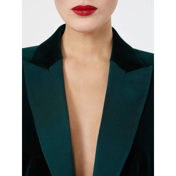 Max Mara Filante Velvet Tuxedo Jacket in Emerald | Blazers | Coveti