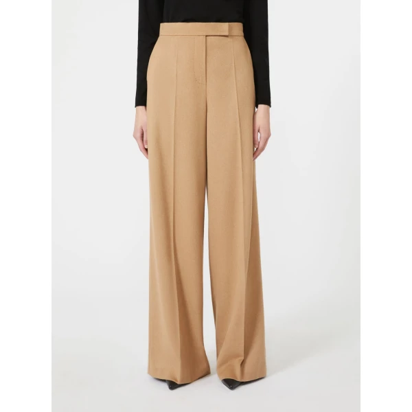 Max Mara Filato Wide Sable-Look Camel Trousers in Camel | Wide leg pants | Coveti