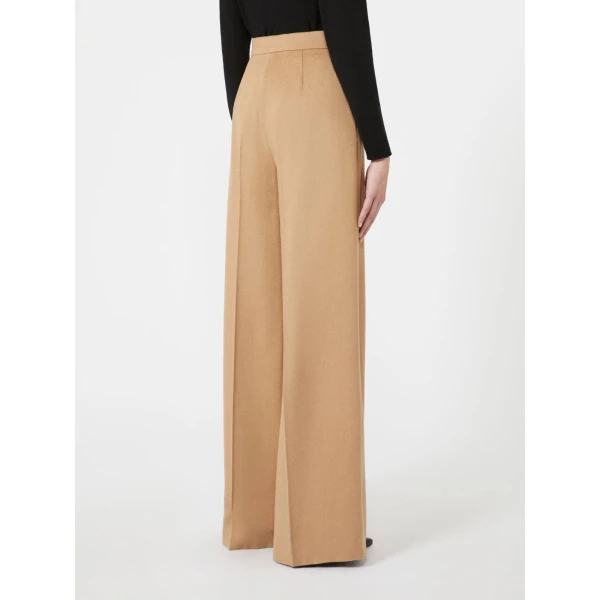Max Mara Filato Wide Sable-Look Camel Trousers in Camel | Wide leg pants | Coveti