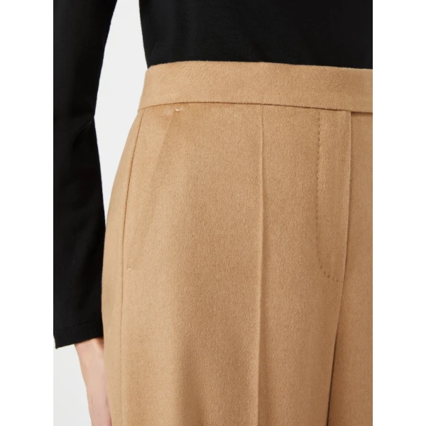 Max Mara Filato Wide Sable-Look Camel Trousers in Camel | Wide leg pants | Coveti