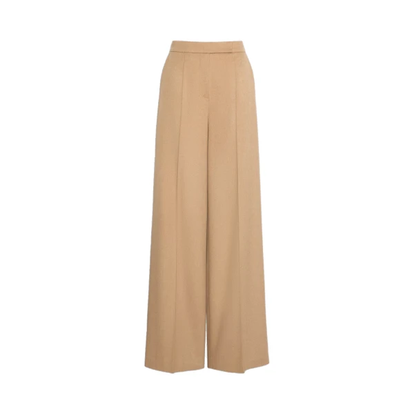 Max Mara Filato Wide Sable-Look Camel Trousers in Camel | Wide leg pants | Coveti