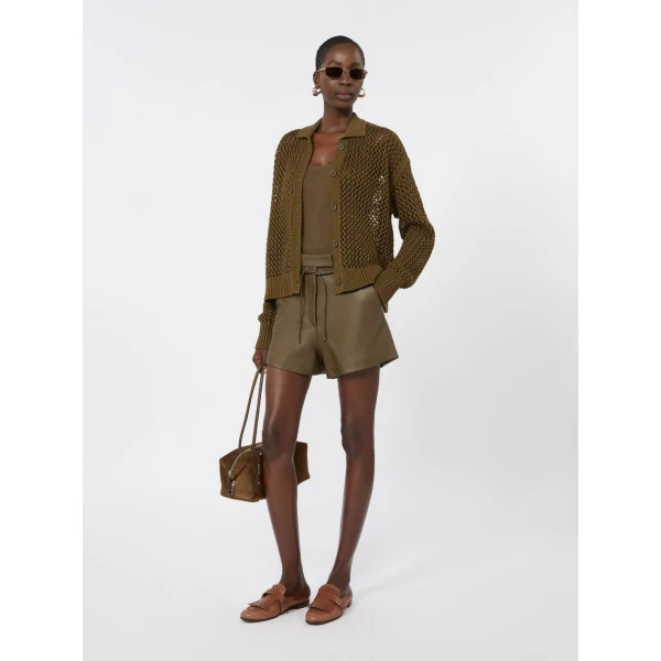 Max Mara Film Cotton Cordonnet Cardigan in Khaki | Cardigan | Coveti