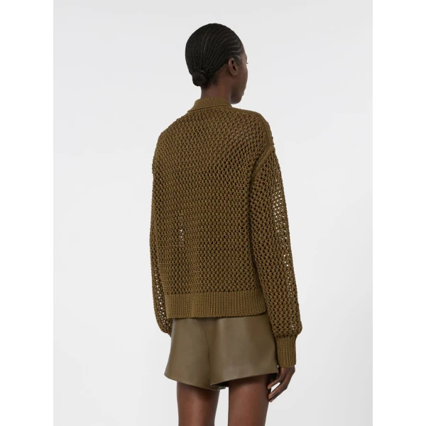 Max Mara Film Cotton Cordonnet Cardigan in Khaki | Cardigan | Coveti