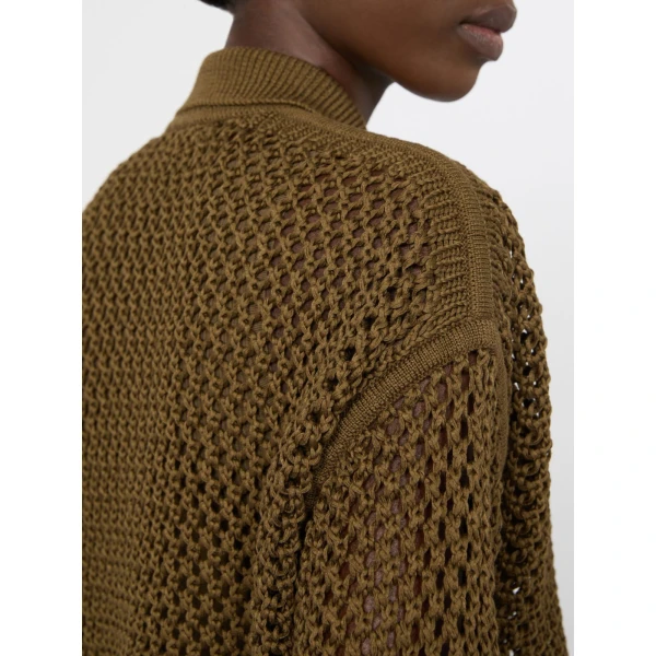 Max Mara Film Cotton Cordonnet Cardigan in Khaki | Cardigan | Coveti