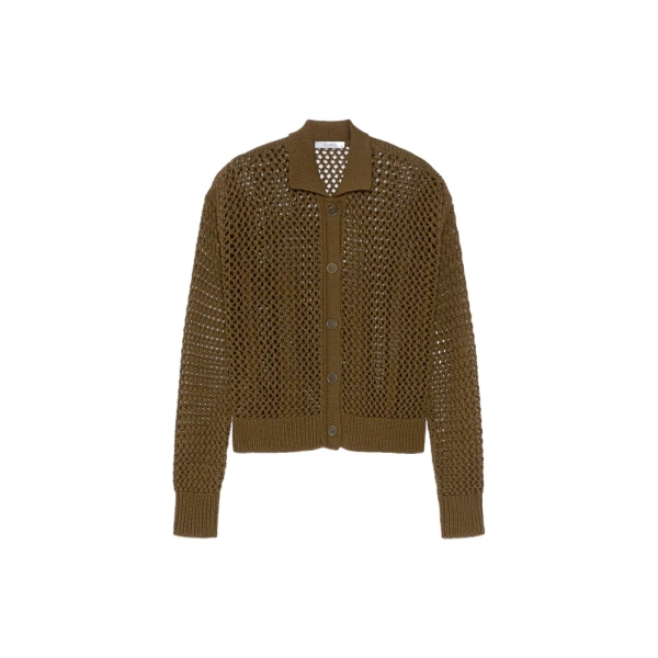 Max Mara Film Cotton Cordonnet Cardigan in Khaki | Cardigan | Coveti