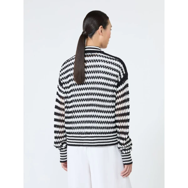 Max Mara Film Cotton Cordonnet Cardigan in White Blue | Cardigan | Coveti