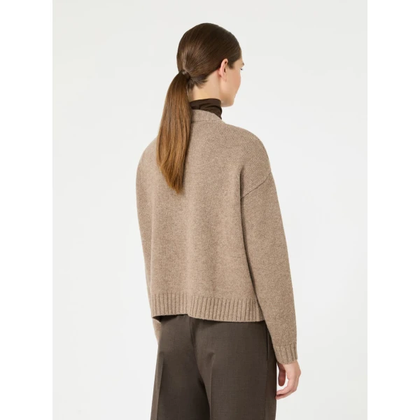 Max Mara Filmato Wool V-Neck Cardigan in Hazelnut Brown | Cardigan | Coveti
