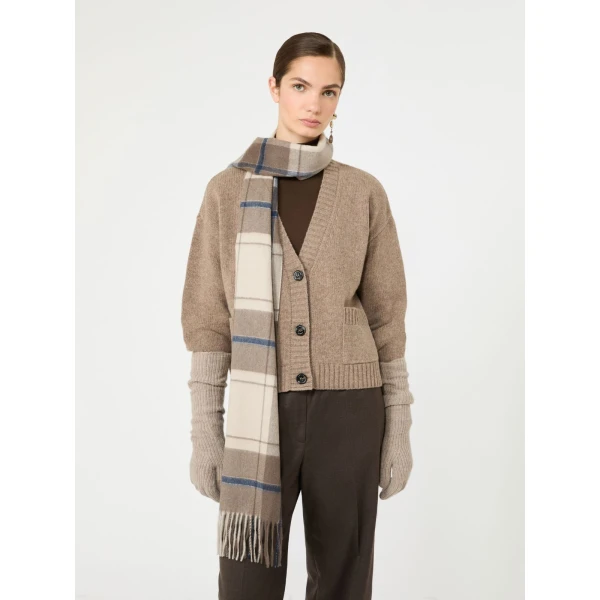 Max Mara Filmato Wool V-Neck Cardigan in Hazelnut Brown | Cardigan | Coveti