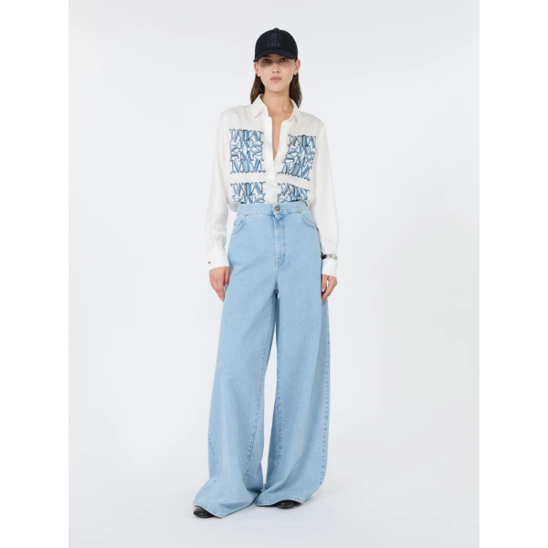 Max Mara Filtro Silk Print Shirt in Ocean Blue | Shirts | Coveti