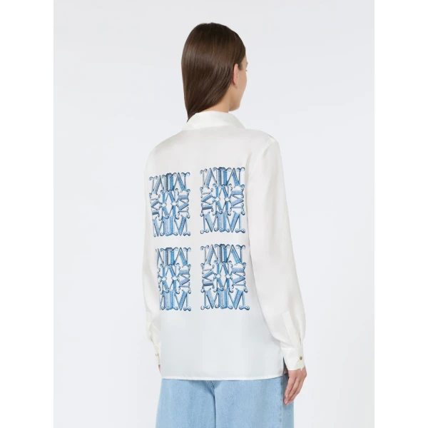 Max Mara Filtro Silk Print Shirt in Ocean Blue | Shirts | Coveti