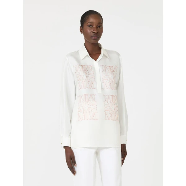 Max Mara Filtro Silk Print Shirt in Powder Pink | Shirts | Coveti