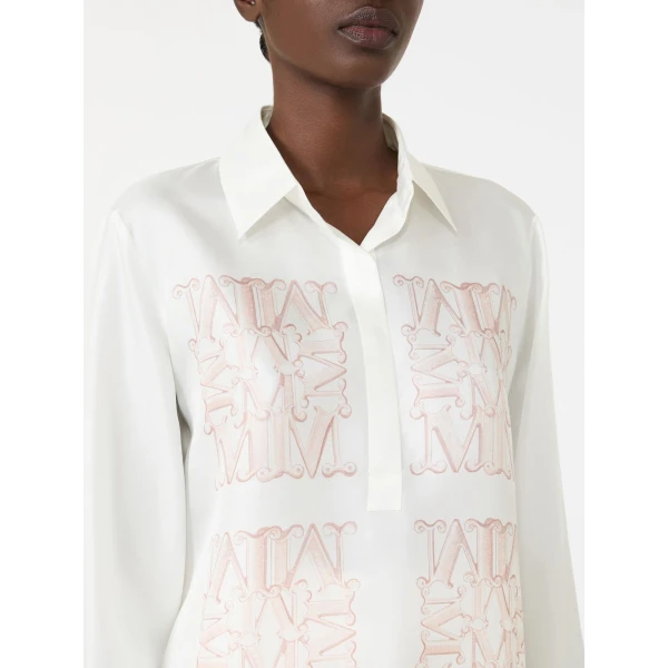 Max Mara Filtro Silk Print Shirt in Powder Pink | Shirts | Coveti