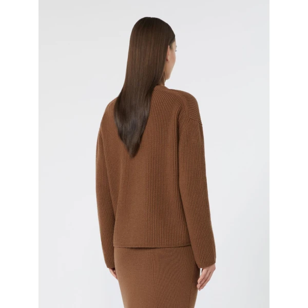 Max Mara Filtro Wool and Cashmere Cardigan in Tobacco | Cardigan | Coveti