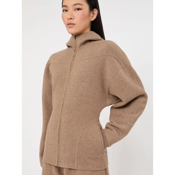 Max Mara Filtro Wool and Cashmere Jersey Sweatshirt in Beige | Sweaters | Coveti