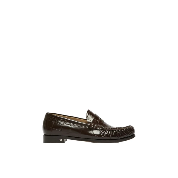 Fingere Crocodile-Print Leather Loafers in Chocolate