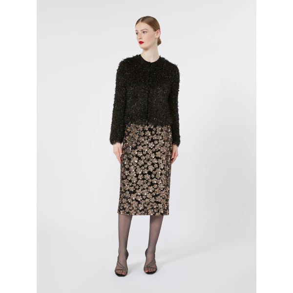 Max Mara Finito Embroidered Tulle Pencil Skirt in Bronze | Pencil Skirts | Coveti