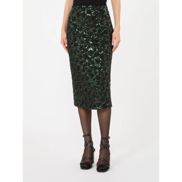 Max Mara Finito Embroidered Tulle Pencil Skirt in Green | Pencil Skirts | Coveti