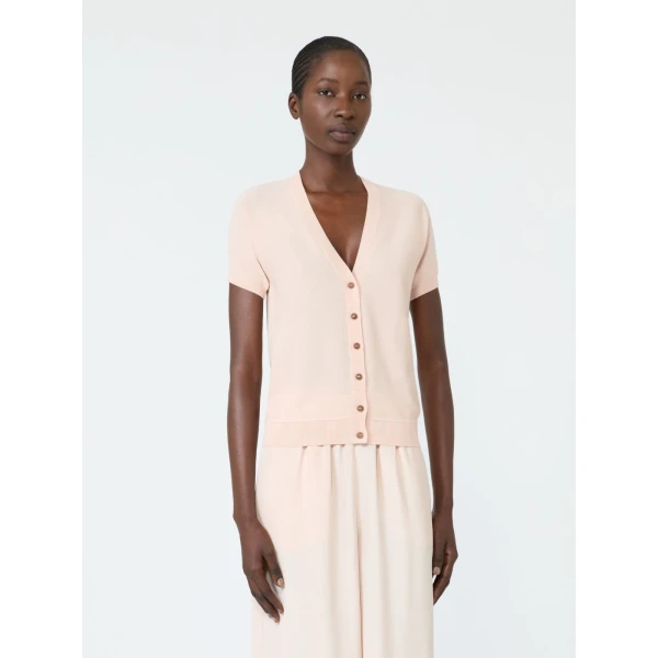 Max Mara Finito Viscose Crepe Cardigan in Pink | Cardigan | Coveti