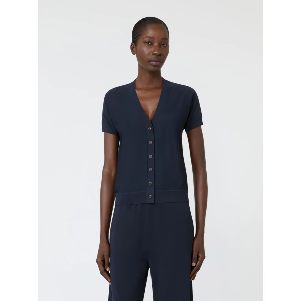 Max Mara Finito Viscose Crepe Cardigan in Ultramarine | Cardigan | Coveti