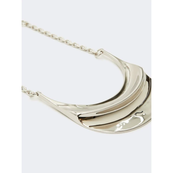 Max Mara Fiocchi Crescent Pendant Necklace in Silver | Necklace | Coveti