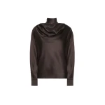 Max Mara Fiocchi Silk Satin Blouse in Dark Brown | Blouse | Coveti