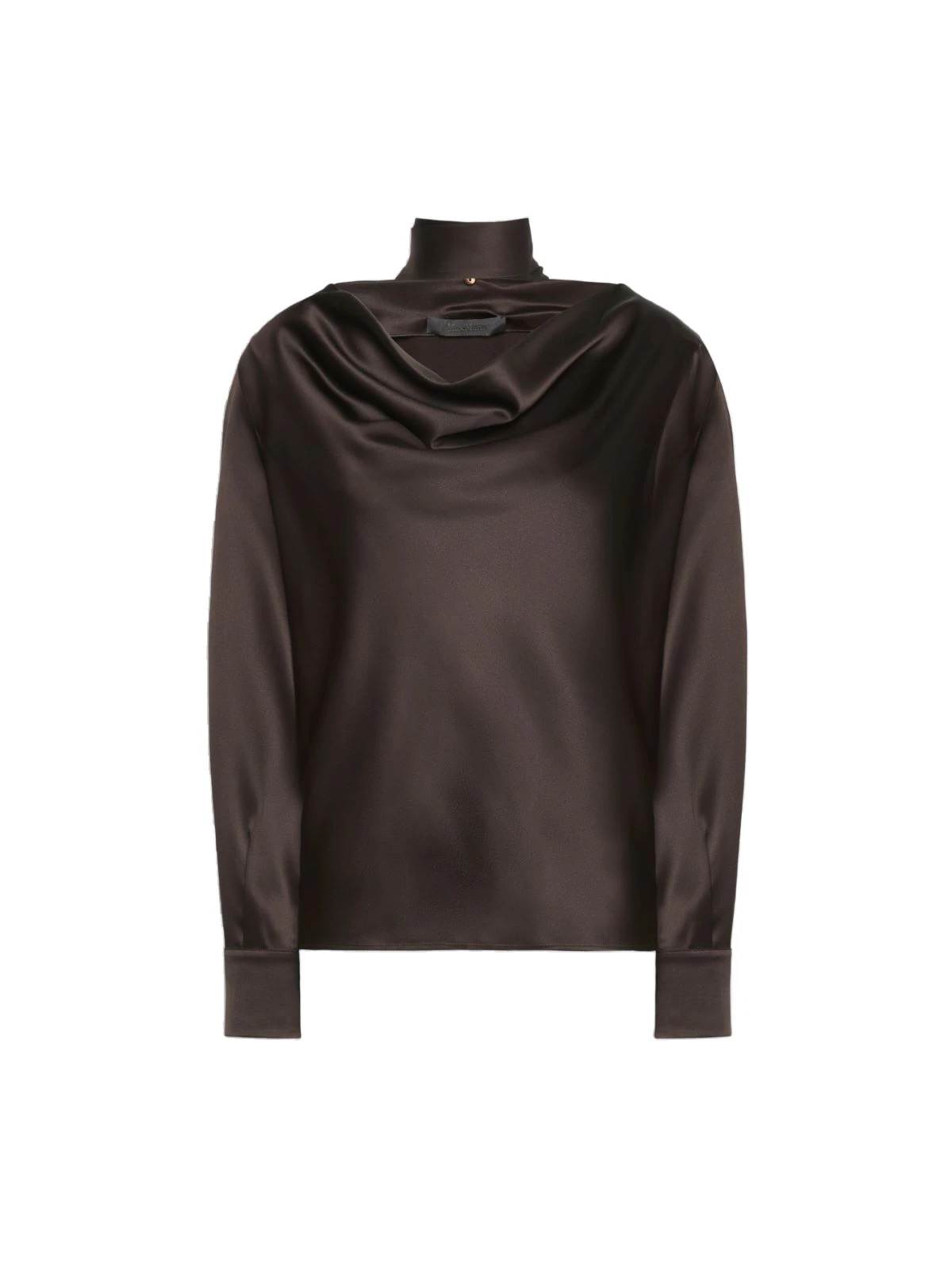 Max Mara Fiocchi Silk Satin Blouse in Dark Brown Max Mara Fiocchi Silk Satin Blouse in Dark Brown | Blouse | Coveti