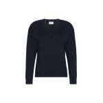 Max Mara Fiocchi Wool and Cashmere V Neck Jumper in Navy | Sweaters | Coveti