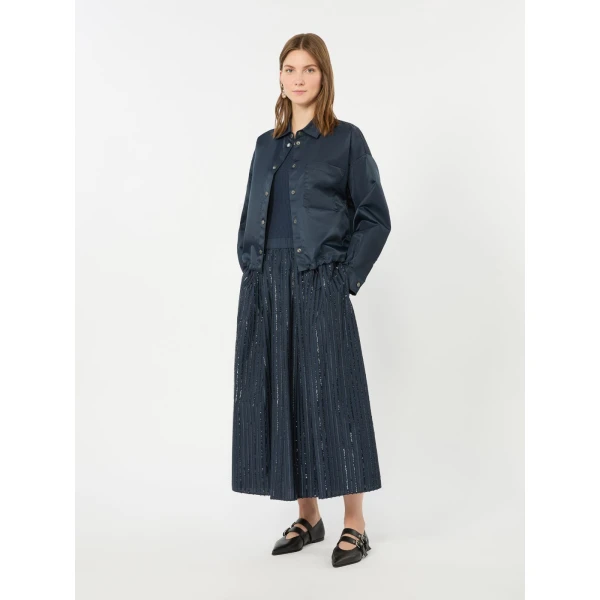 Max Mara Fiordi Sequin-Embroidered Cotton Skirt in Navy | Maxi Skirts | Coveti