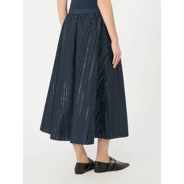 Max Mara Fiordi Sequin-Embroidered Cotton Skirt in Navy | Maxi Skirts | Coveti