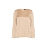 Max Mara Fiordi Silk Satin Blouse in Camel | Blouse | Coveti