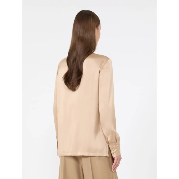 Max Mara Fiordi Silk Satin Blouse in Camel | Blouse | Coveti