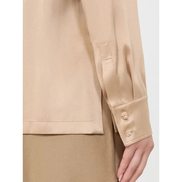 Max Mara Fiordi Silk Satin Blouse in Camel | Blouse | Coveti