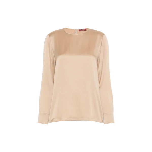 Max Mara Fiordi Silk Satin Blouse in Camel | Blouse | Coveti