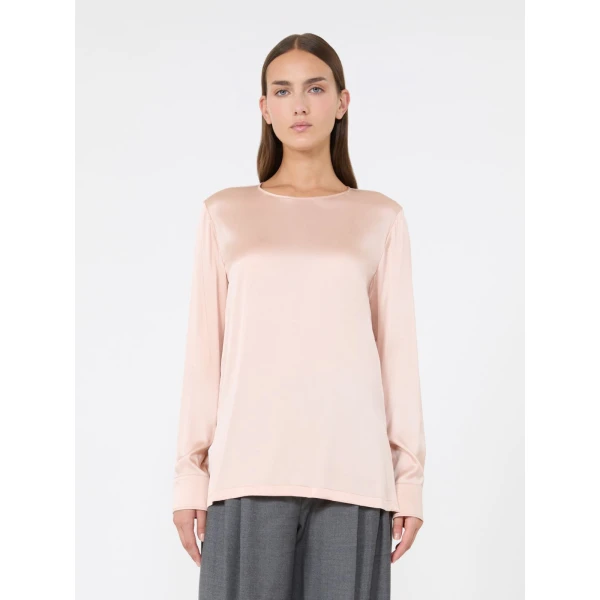 Max Mara Fiordi Silk Satin Blouse in Pink | Blouse | Coveti