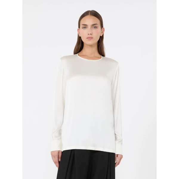 Max Mara Fiordi Silk Satin Blouse in Silk White | Blouse | Coveti
