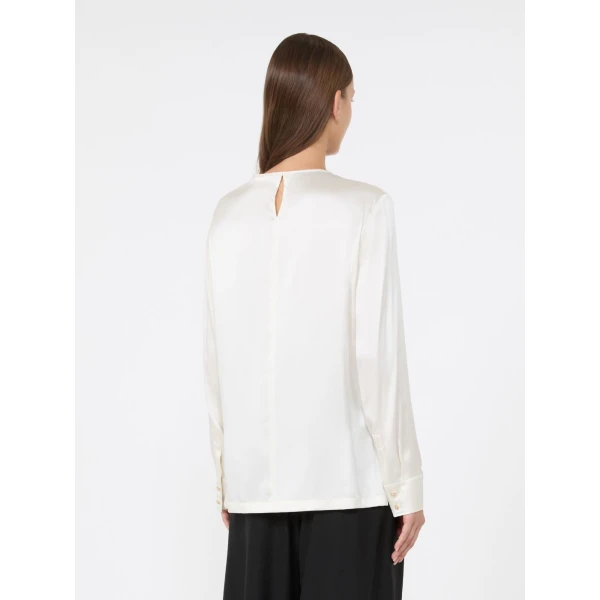 Max Mara Fiordi Silk Satin Blouse in Silk White | Blouse | Coveti