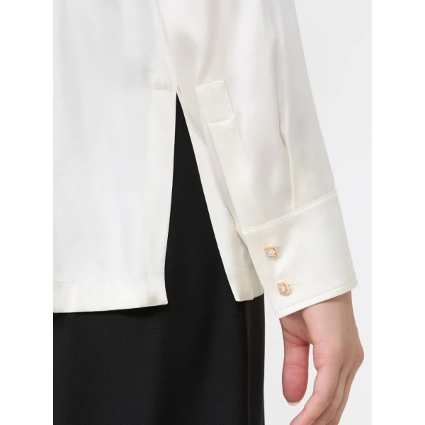Max Mara Fiordi Silk Satin Blouse in Silk White | Blouse | Coveti