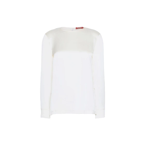 Fiordi Silk Satin Blouse in Silk White