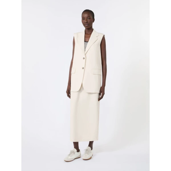Max Mara Fiore Milano Knit Jersey Gilet in Ivory | Vests | Coveti