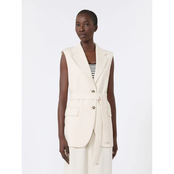Max Mara Fiore Milano Knit Jersey Gilet in Ivory | Vests | Coveti