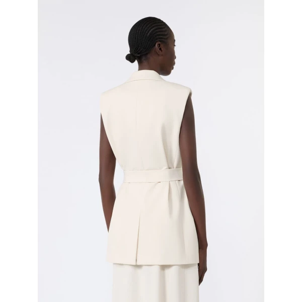 Max Mara Fiore Milano Knit Jersey Gilet in Ivory | Vests | Coveti
