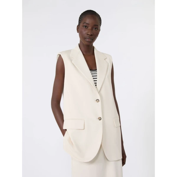 Max Mara Fiore Milano Knit Jersey Gilet in Ivory | Vests | Coveti