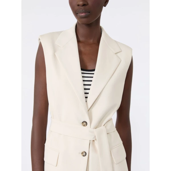 Max Mara Fiore Milano Knit Jersey Gilet in Ivory | Vests | Coveti