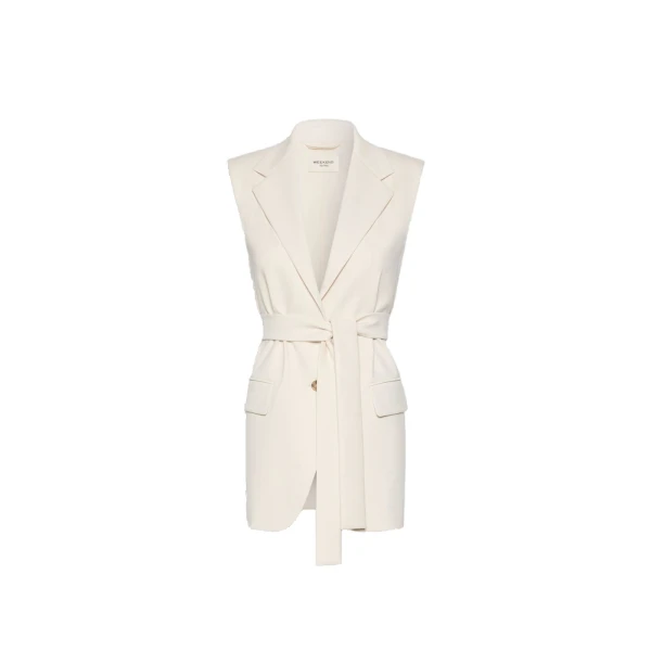 Max Mara Fiore Milano Knit Jersey Gilet in Ivory | Vests | Coveti