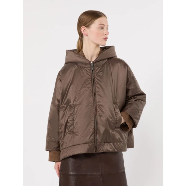 Max Mara Fiore Padded Hooded Water-Repellent Jacket in Brown | Jackets | Coveti