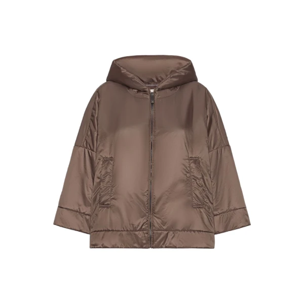 Fiore Padded Hooded Water-Repellent Jacket in Brown