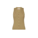 Max Mara Fiorire Cotton and Viscose Gilet in Khaki | Sweaters | Coveti